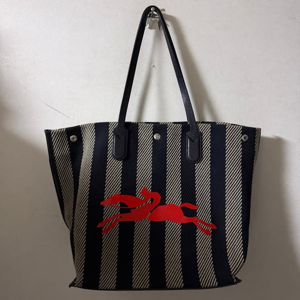 롱샴 에센셜 스트라이프 숄더&토트백