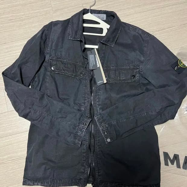 23FW 스톤아일랜드 브러쉬드 오가닉 코튼 오버셔츠 L 블랙