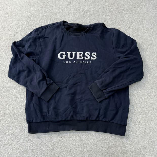 [XXL] 게스 기모 네이비 맨투맨 0108T1