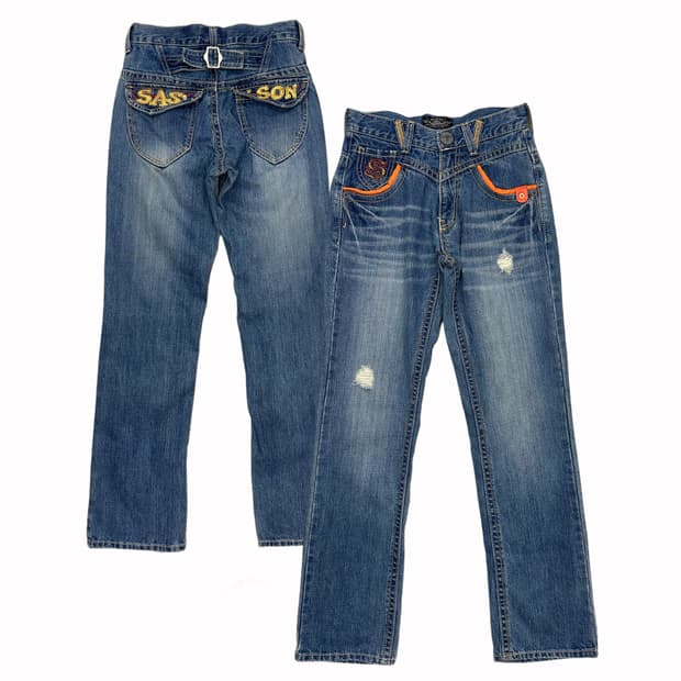 embroidery strap slim jean