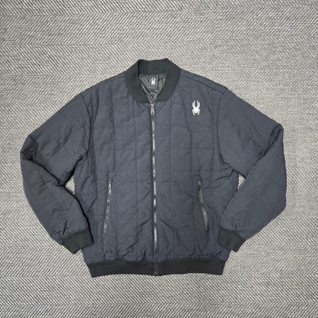 스파이더 봄버 자켓 블랙 라이프 스타일 스퀘어 퀼팅 자켓