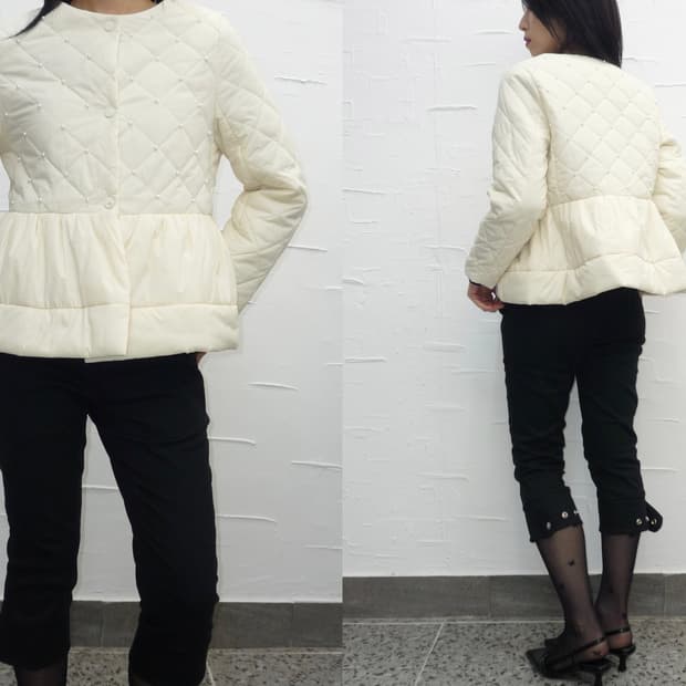 white quilted flare jumper