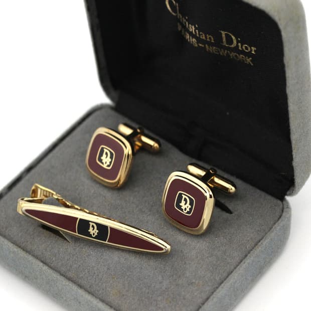 디올 A,B+등급 5cm 남자 명품 넥타이핀 커프스 세트