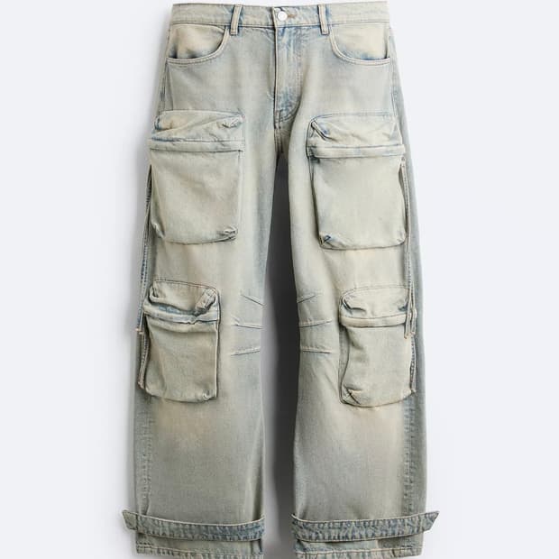 자라 카고 포켓 데님 팬츠 청바지 46