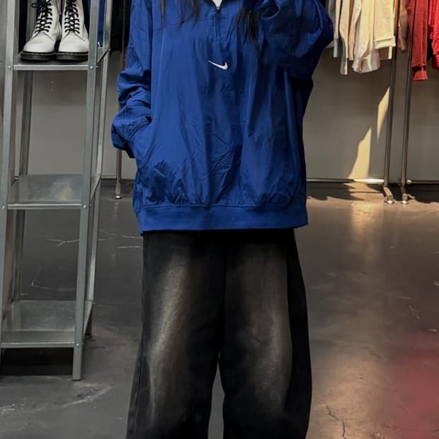 나이키 스우시 아노락 블루 반집업 자켓A3706