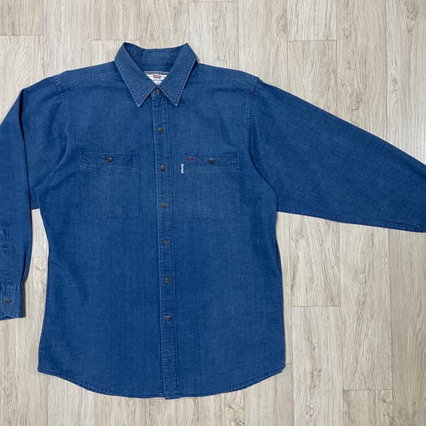 100~105) 90 리바이스 다크블루 데님 워크셔츠(RRL&LVC&폴로