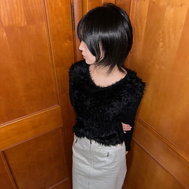 Rough Black Fur Knit