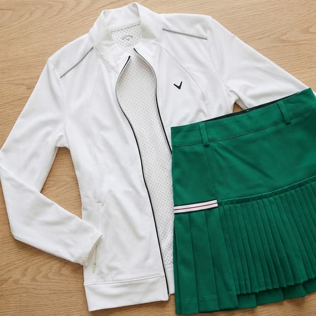 [MEEK] 쨍한 그린 컬러 주름 골프 스커트 (속바지유