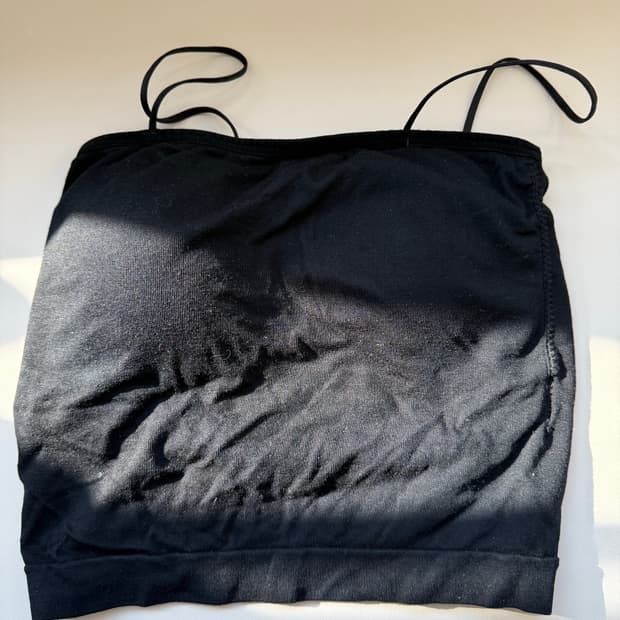 (택포) 블랙 튜브탑 브라 스트랩 끈나시 요가복 민소매 필라테스 운동복