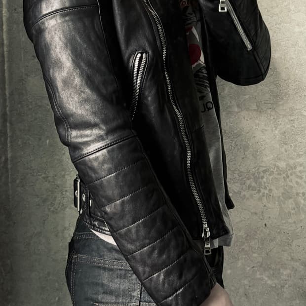 Balmain style lambskin jacket black