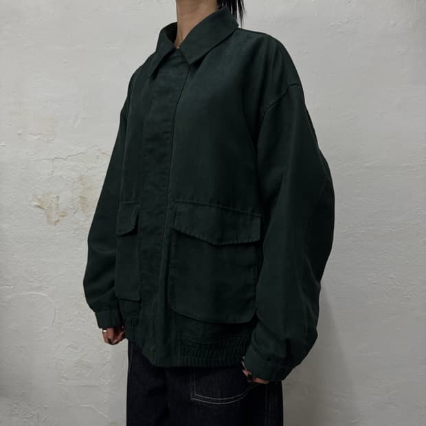 레이지블루(RAGE BLUE) 다크그린 스웨이드 집업 블루종 자켓