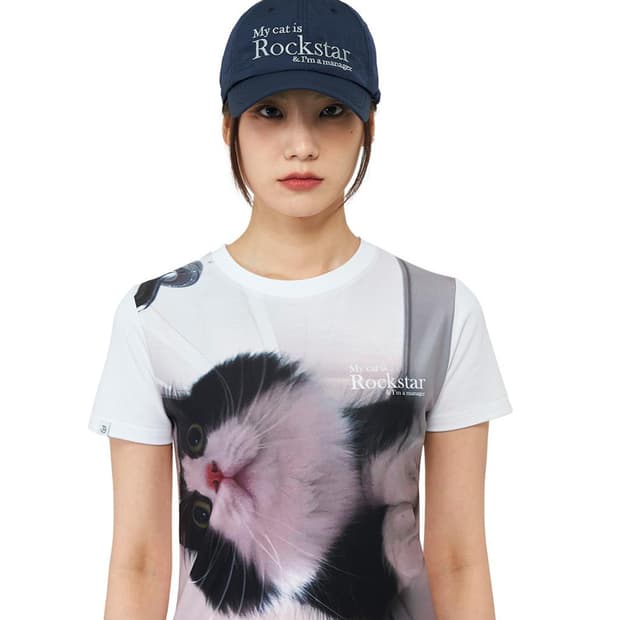 joegush Rockstar cat Nylon cap (Navy)