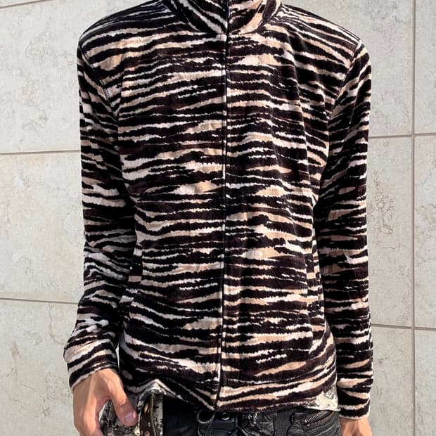 “Kim rogers” Zebra Pattern zip Up