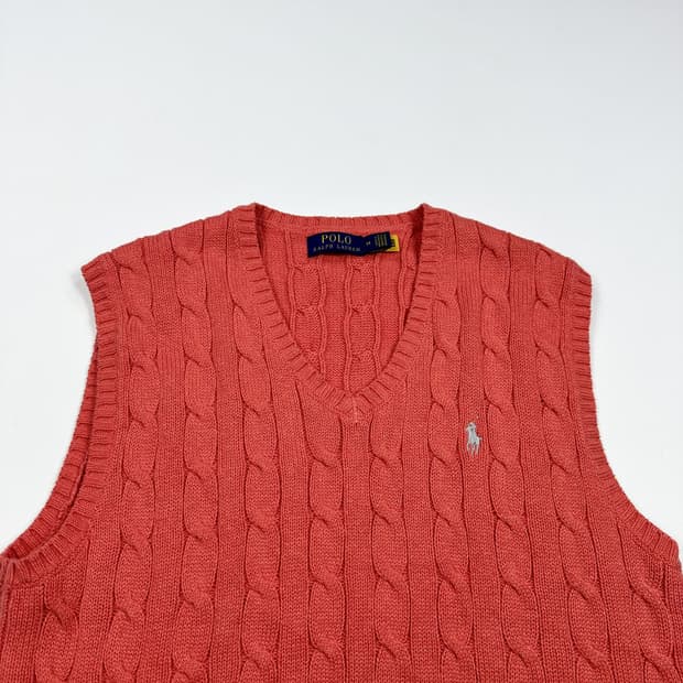 폴로 랄프로렌 포니 자몽색 니트조끼 (M)