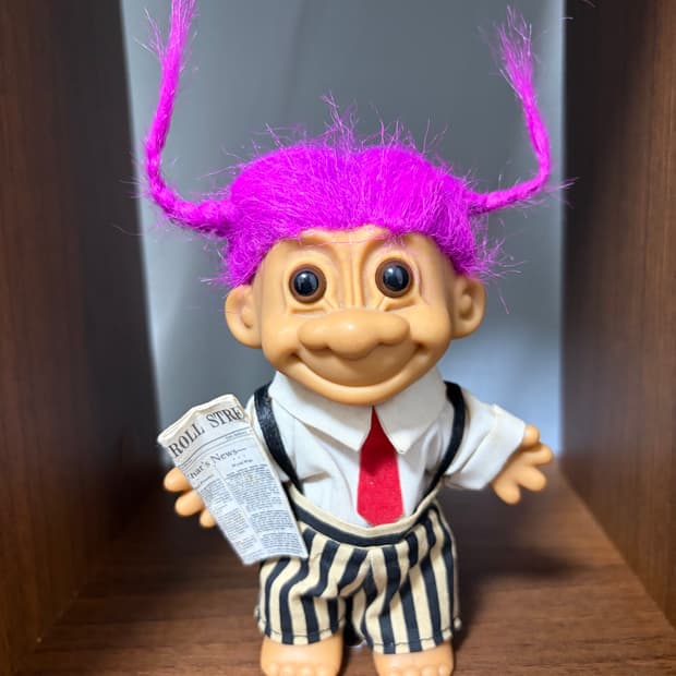 Russ 빈티지 신문지 소년 핑크 트롤