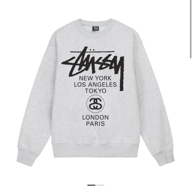스투시 월드투어 맨투맨 크루넥 애쉬헤더 그레이 L