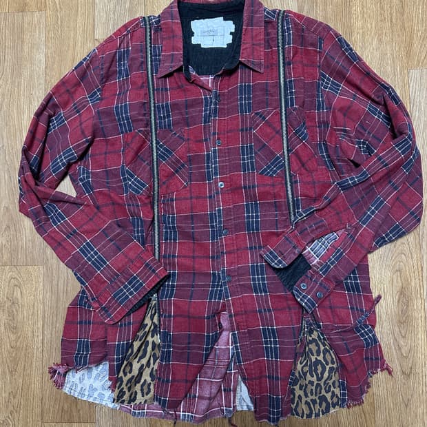 올드파크 프란넬 디테일 체크 셔츠