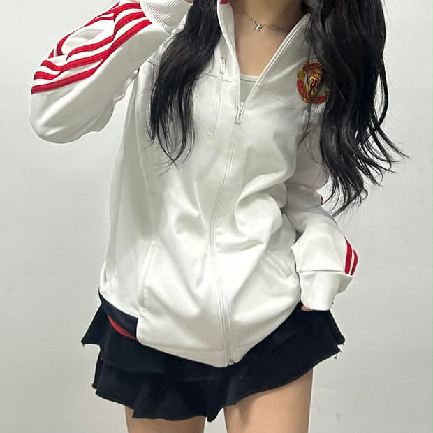 아디다스 맨체스터 유나이티드 흰빨 화이트 대대장 트랙탑 희귀져지(M)