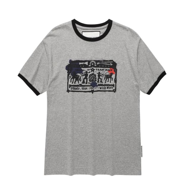 더바이닐하우스  COWBOY PICTOGRAM RINGER TEE GRE