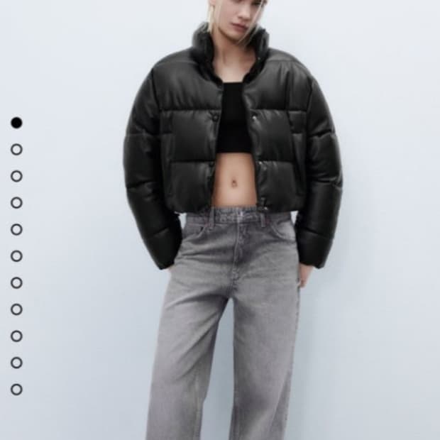 자라 에코 레더 패딩 블랙