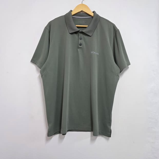 3XL 빅사이즈 컬럼비아 카키 메쉬 기능성 반팔 카라티