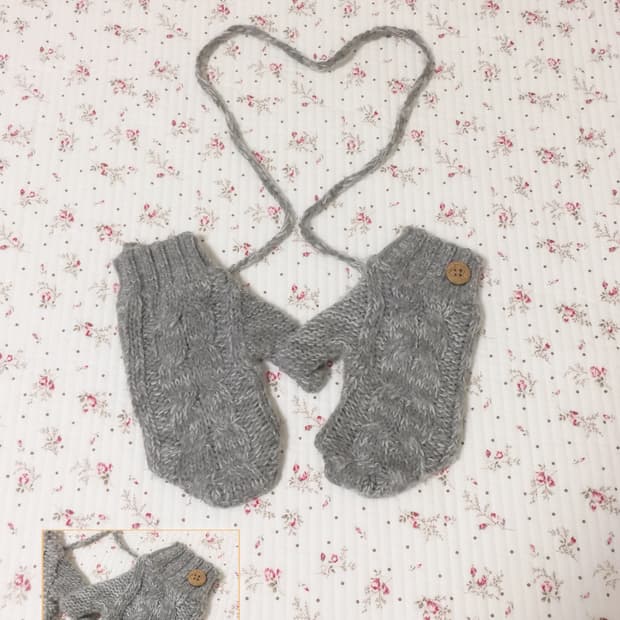 빈티지 그레이 벙어리 장갑