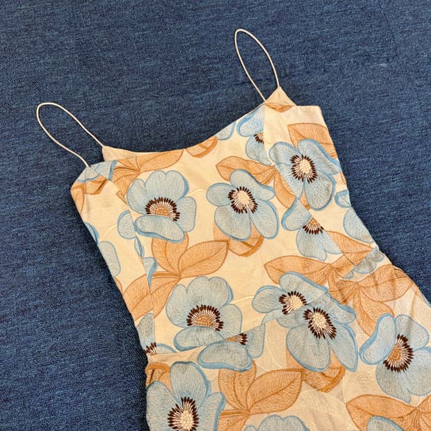 빈티지 플라워 민소매 원피스 S