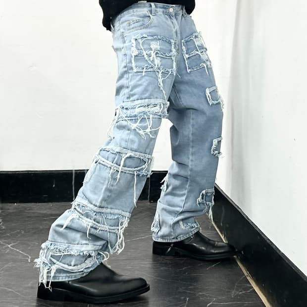 그런치 패치워크 데님 팬츠
