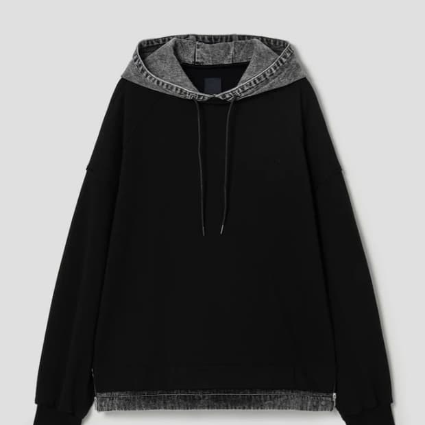 24ss 준지 데님 레이어드 후드티 (s)