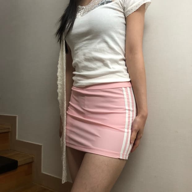 빈티지 아디다스 핑크 미니 스커트