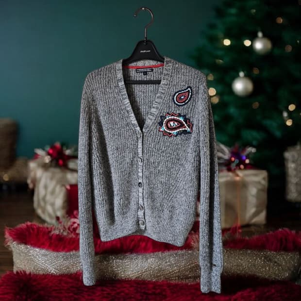 타미힐피거 알파카 혼방 여성가디건 M / 상태 좋음