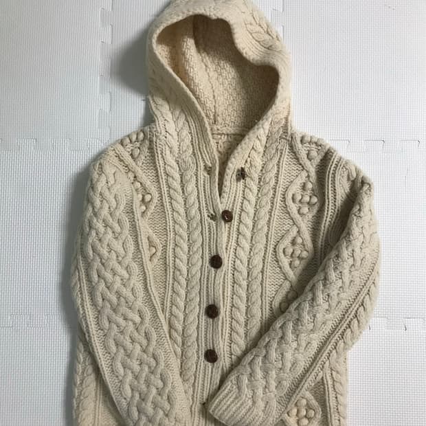 빈티지 폼폼 후드니트가디건