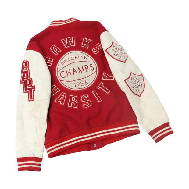 트루릴리전 빈티지 레드&화이트 바시티 자켓 (L)