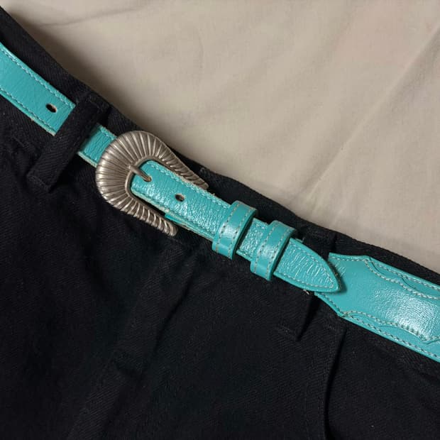 [30-33 로얄] 미국 현지구매 토니라마 민트색 가죽 웨스턴 벨트 (표