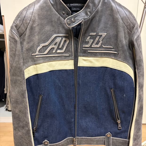 레이싱 레더 자켓 awa591m(BLACK)