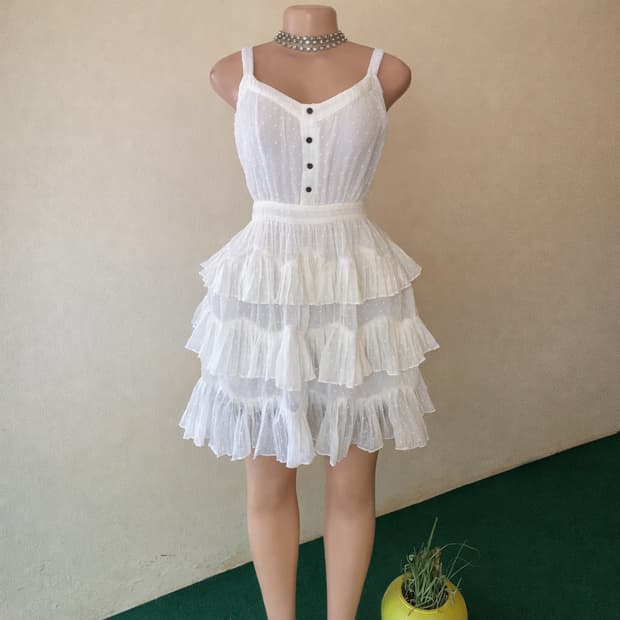 마쥬 화이트 러플 원피스