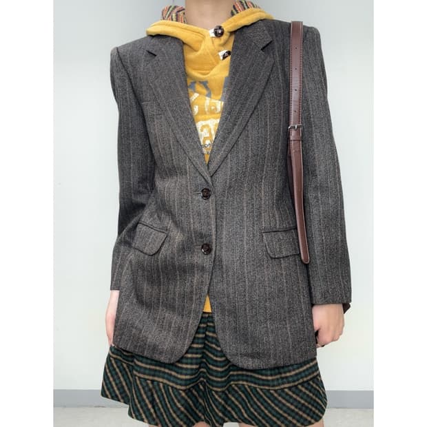 빈티지 브라운 블레이저 울 자켓