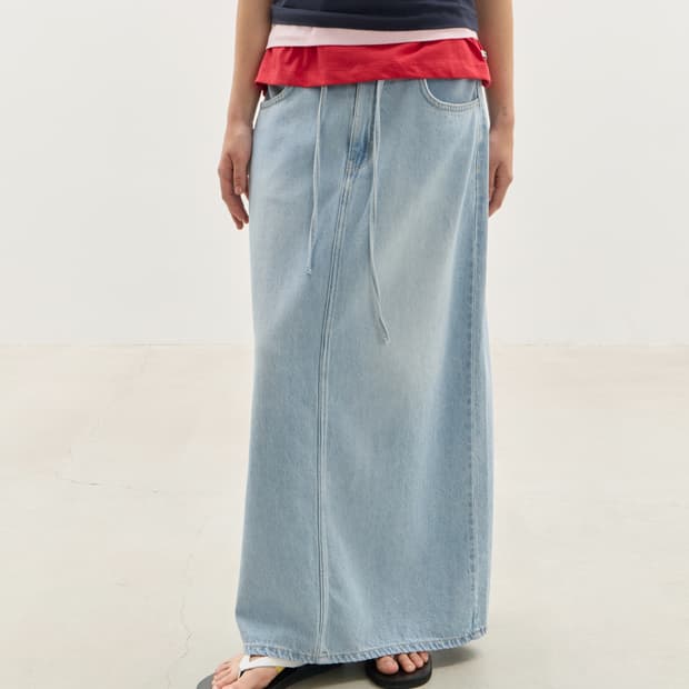 르바 Relaxed String Tencel Denim Skirt