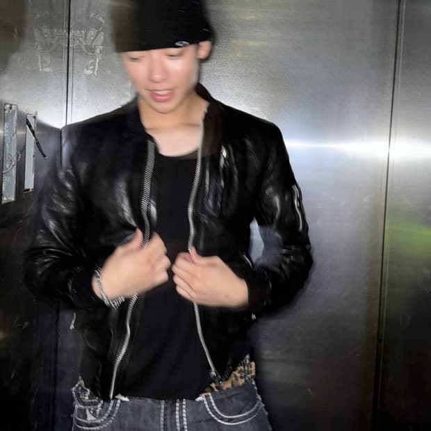 광희시장 웨스턴 레더 자켓 블루종 L