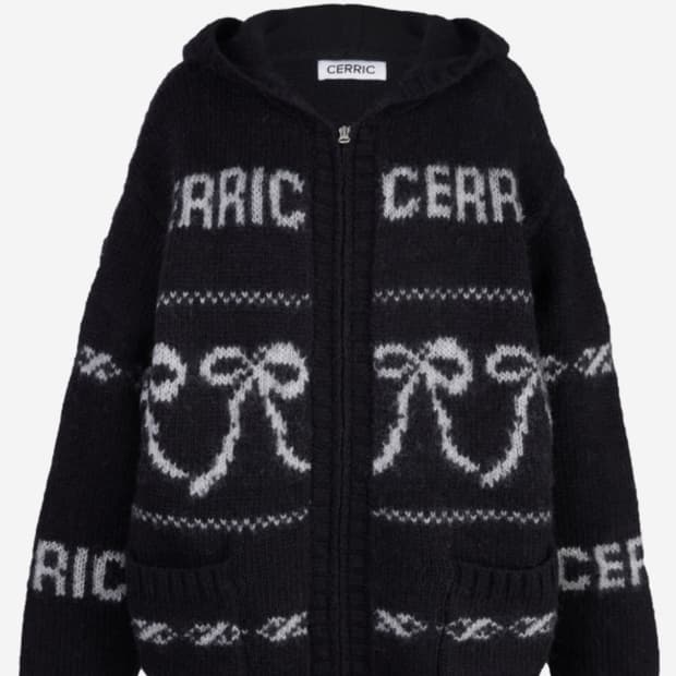 Cerric RIBBON COWICHAN ZIP UP / BLAC