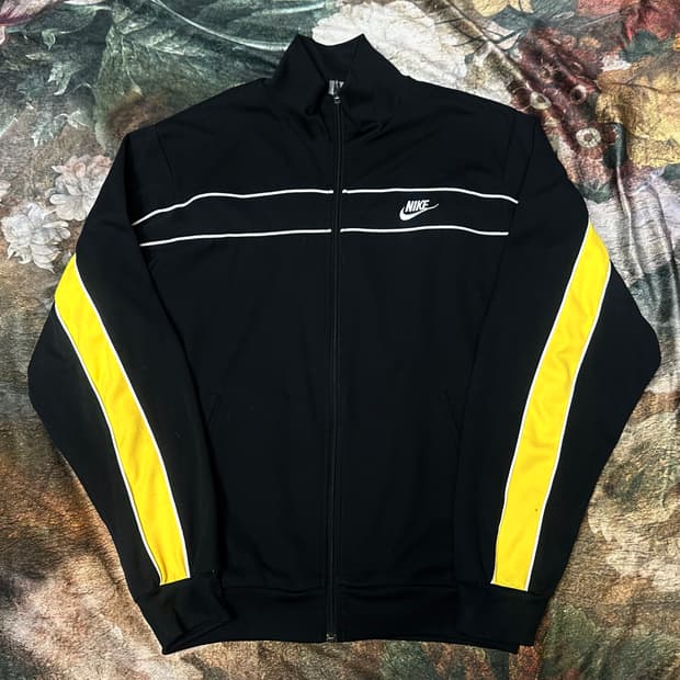 나이키 빈티지 옐로우 사이드라인 블랙트랙탑져지 105