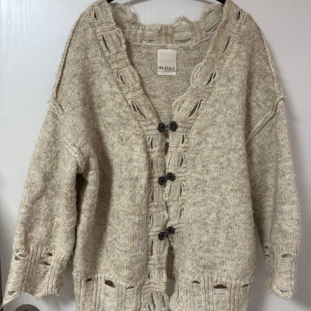 빈티지 그런지 버클 니트 가디건