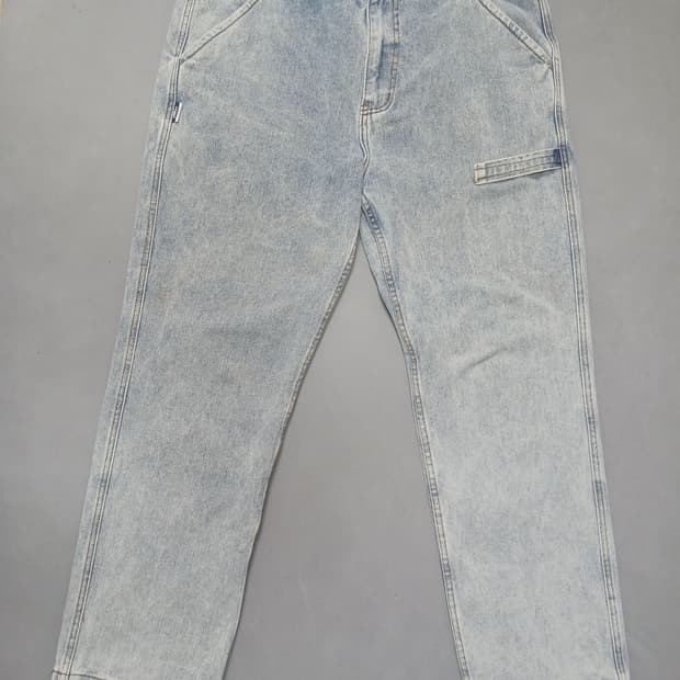 [34] 스모킹라이프 연청 스톤워싱 와이드 스트레이트진 청바지