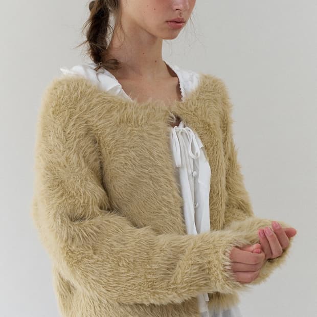 헤더먼트 테디 가디건 카멜