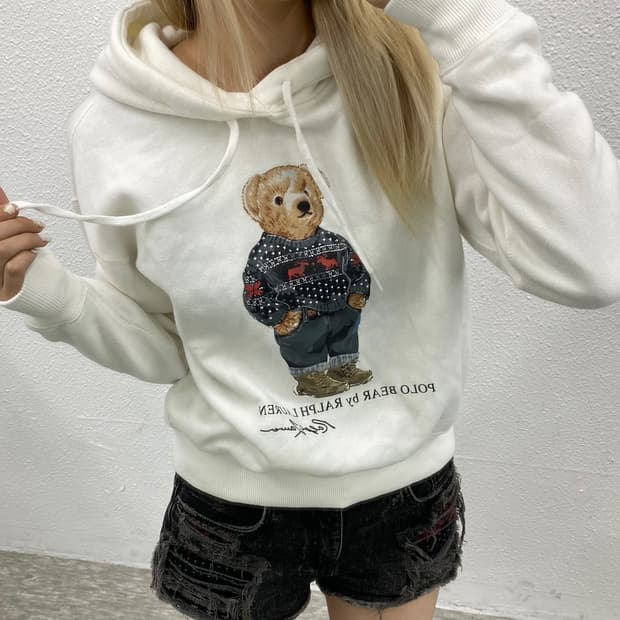 폴로 랄프로렌 베어 화이트 후드 XS