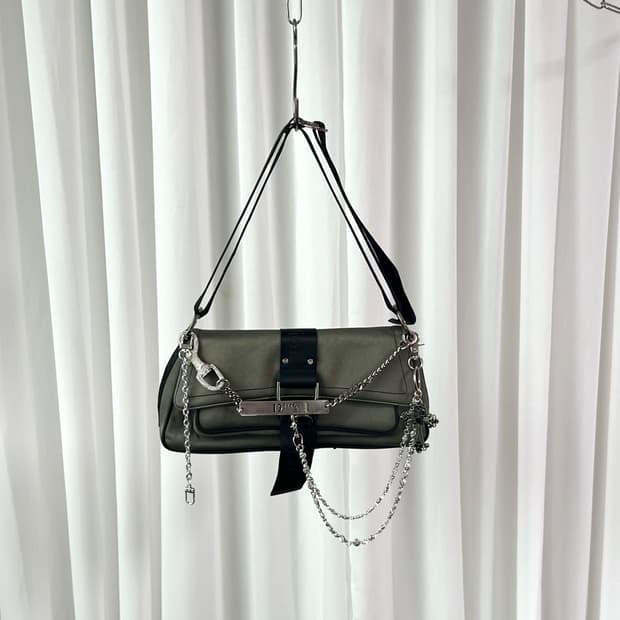 크리스찬 디올 FW03 하드코어 라인스톤 체인 숄더백