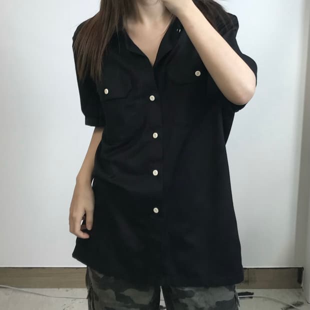 칼하트 WIP 블랙 포켓 반팔 셔츠