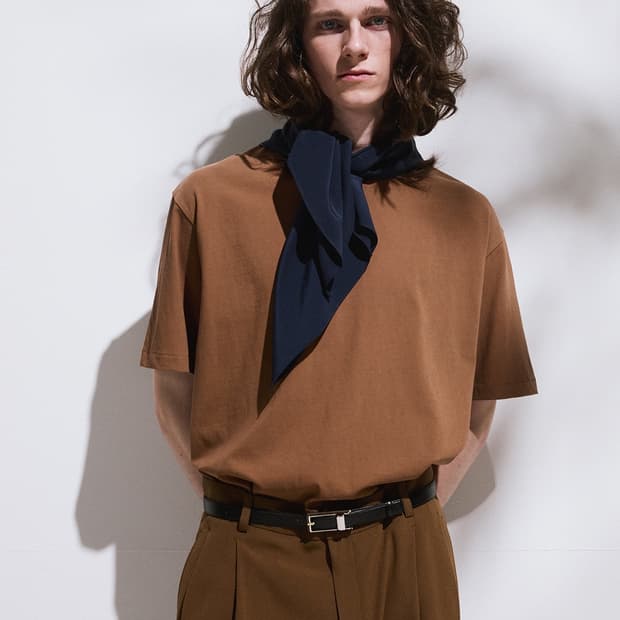 렉토 26SS 절개 자수 오버핏 코튼 반팔 티셔츠 토바코