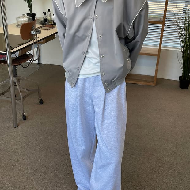 바시티 블루종 점퍼 그레이