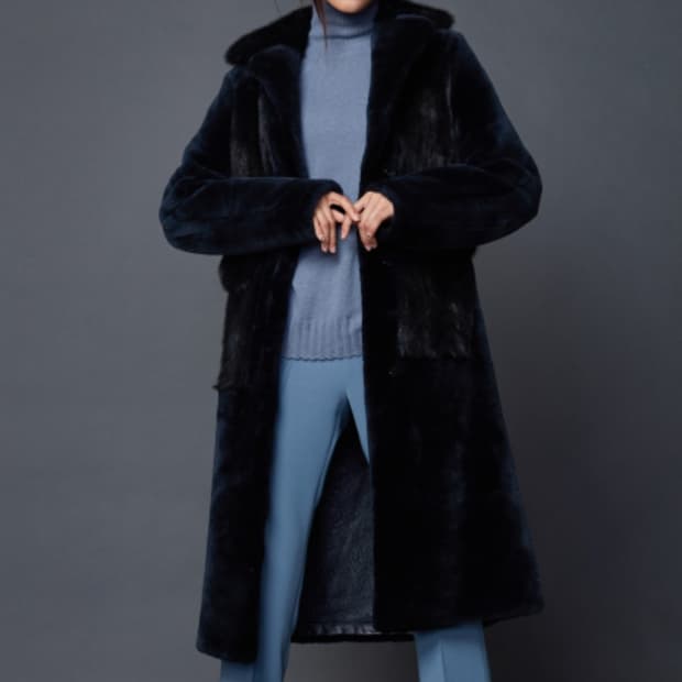 JBY 천연 양모 & 밍크 콤비 퍼 코트 77사이즈